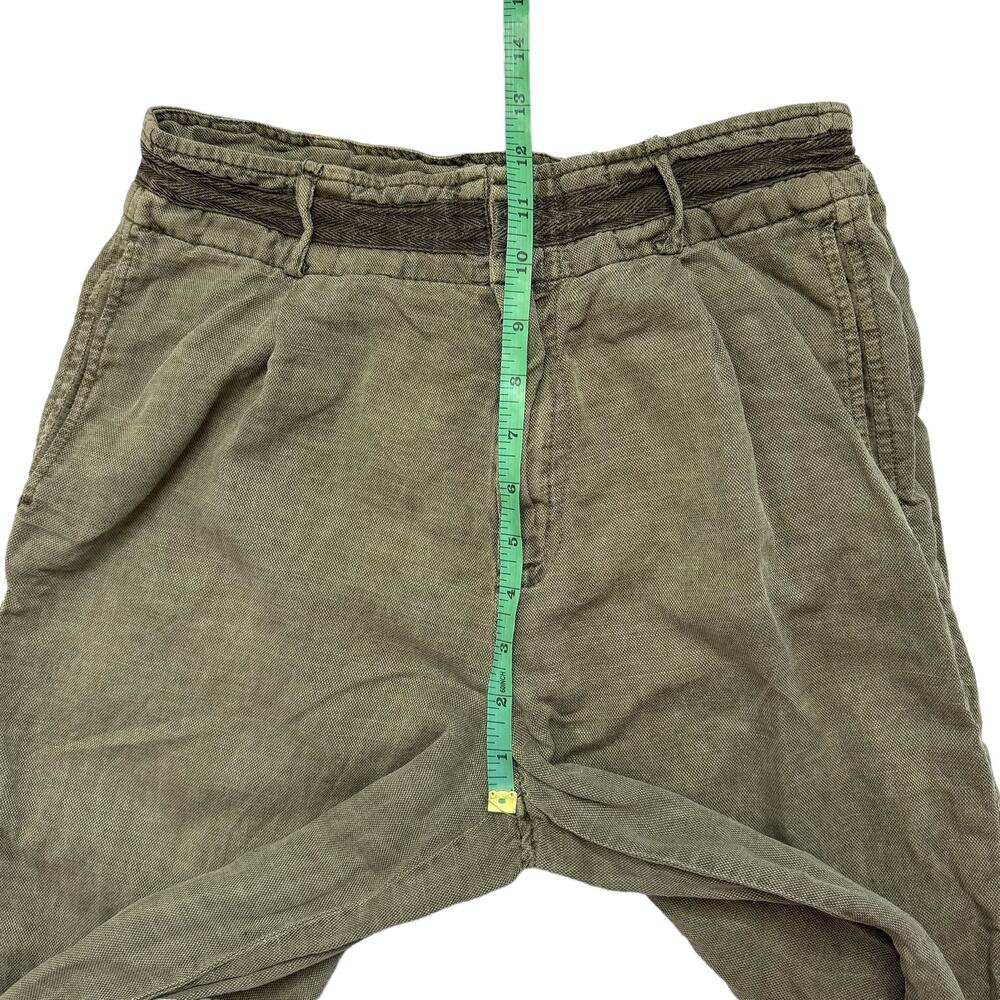 C&C CALIFORNIA Sage Green Linen Lyocell Wide Leg Crop Pants Size 6 Flap Pocket - Picture 7 of 8